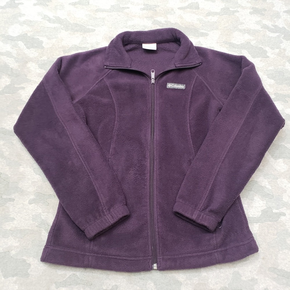 Columbus‎ Fleece Jacket Womens XS Purple Full Zip Pockets Long Sleeve